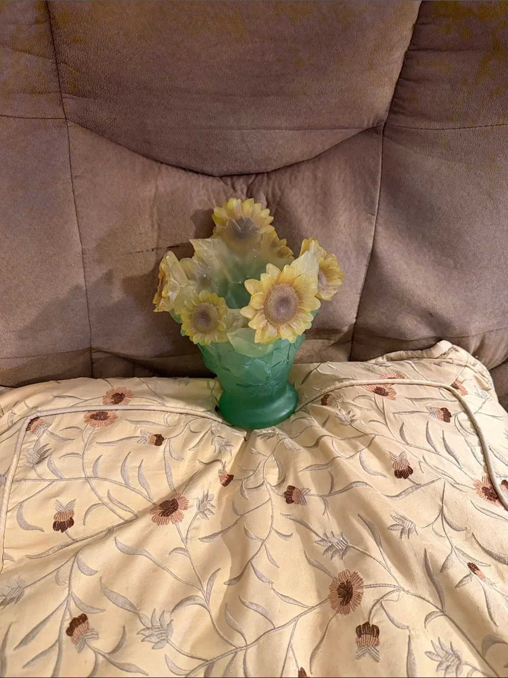 Reproduction of Daum Style Pate de Verre Sunflower Vase